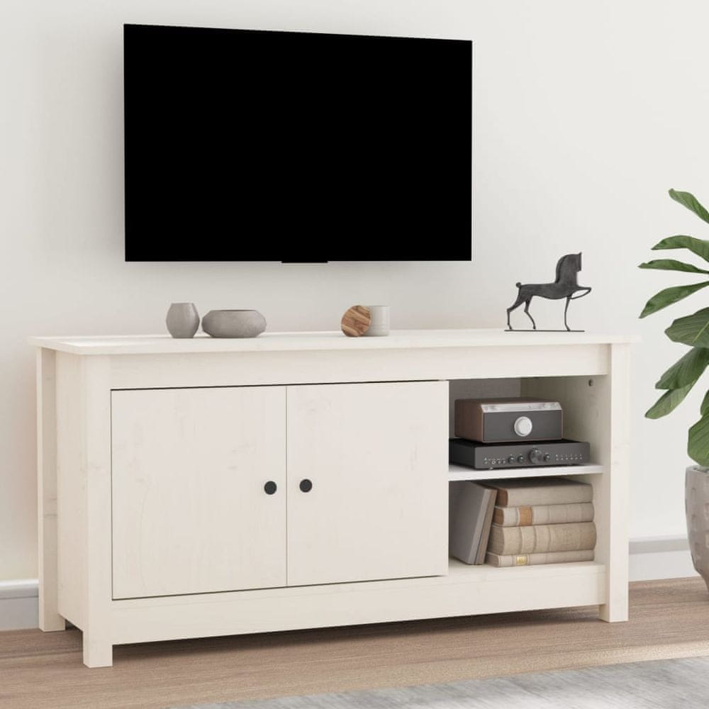 Vidaxl TV skrinka biela 103x36,5x52 cm masívna borovica